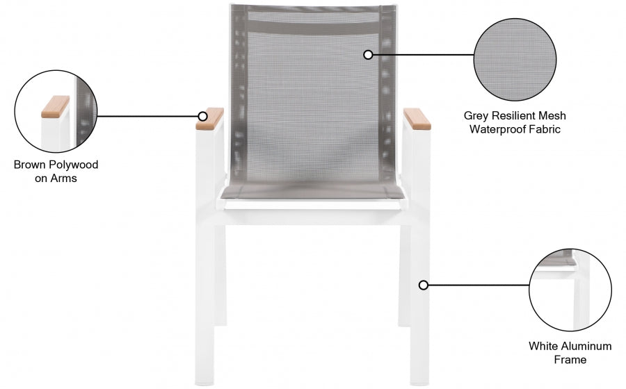Nizuc Mesh Water Resistant Fabric Outdoor Patio Dining Arm Chair