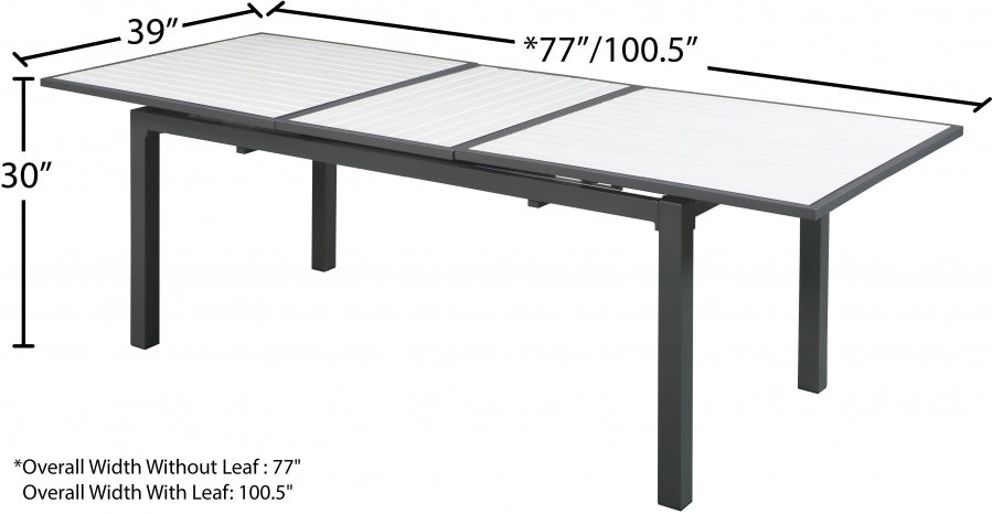 Nizuc 77" Aluminum Outdoor Patio Extendable Dining Table