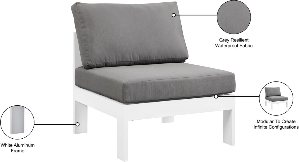 Nizuc Water Resistant Fabric Upholstered Outdoor Patio Modular Armless Chair