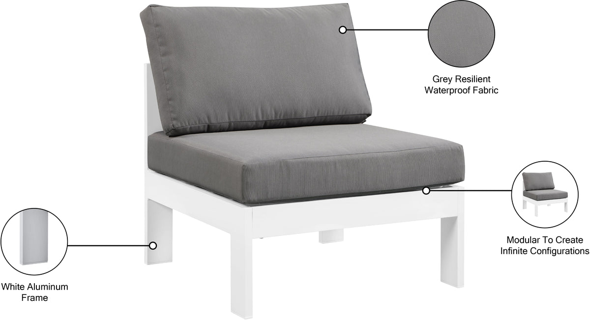 Nizuc Water Resistant Fabric Upholstered Outdoor Patio Modular Armless Chair