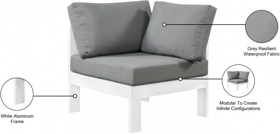 Nizuc Water Resistant Fabric Upholstered Outdoor Patio Modular Corner Chair