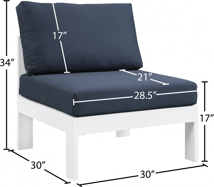 Nizuc Water Resistant Fabric Upholstered Outdoor Patio Modular Armless Chair