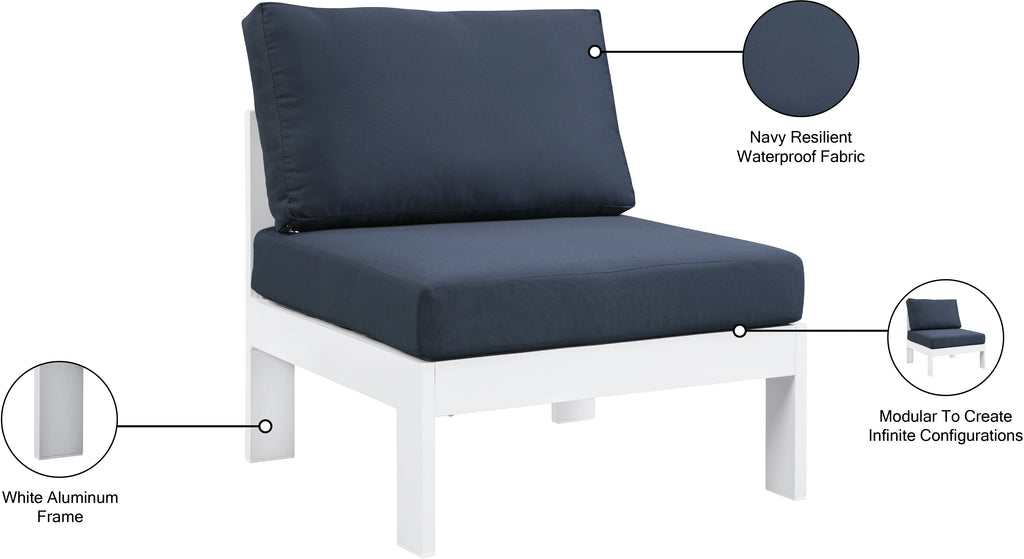 Nizuc Water Resistant Fabric Upholstered Outdoor Patio Modular Armless Chair