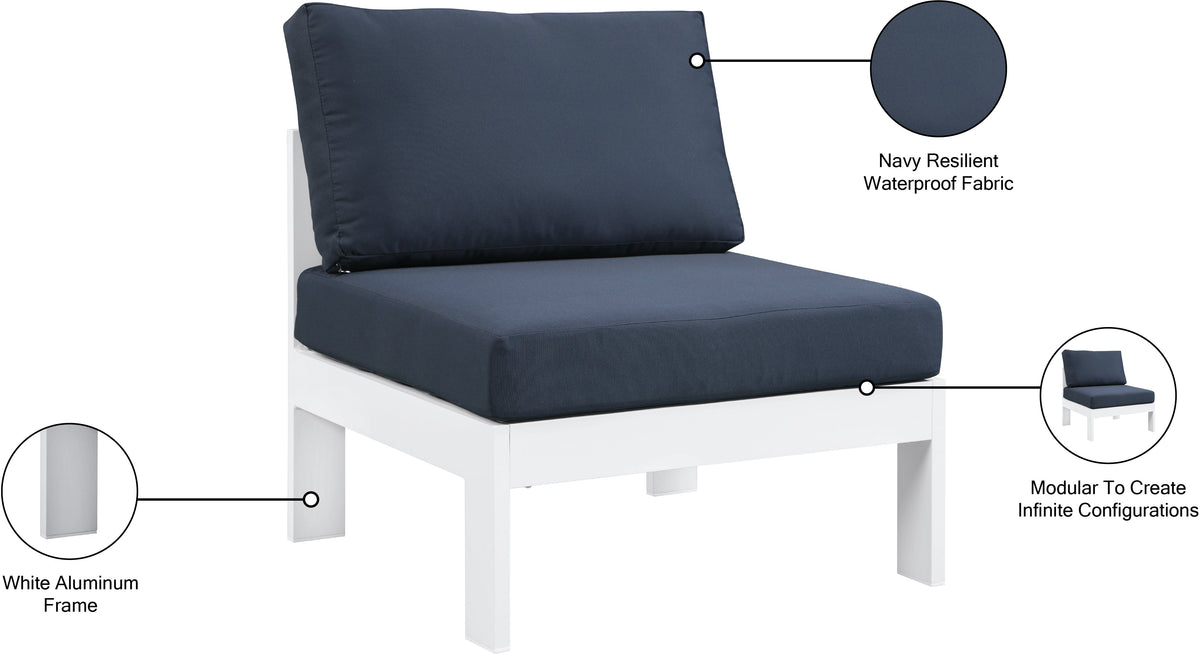 Nizuc Water Resistant Fabric Upholstered Outdoor Patio Modular Armless Chair