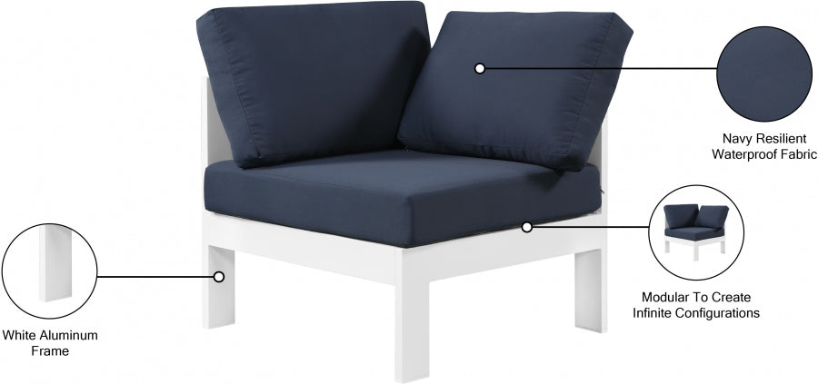 Nizuc Water Resistant Fabric Upholstered Outdoor Patio Modular Corner Chair