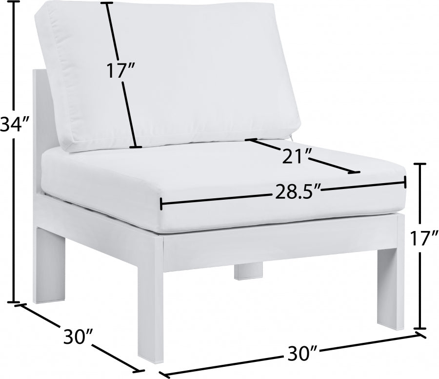 Nizuc Water Resistant Fabric Upholstered Outdoor Patio Modular Armless Chair