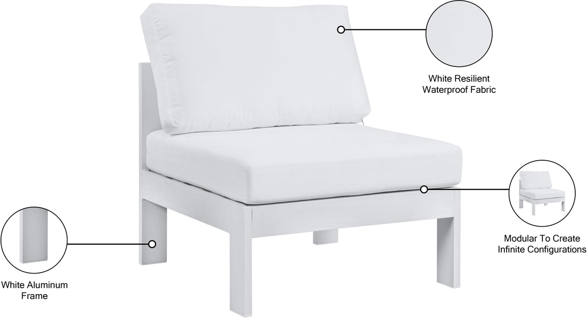 Nizuc Water Resistant Fabric Upholstered Outdoor Patio Modular Armless Chair