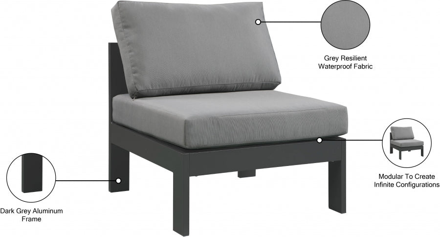 Nizuc Water Resistant Fabric Upholstered Outdoor Patio Modular Armless Chair