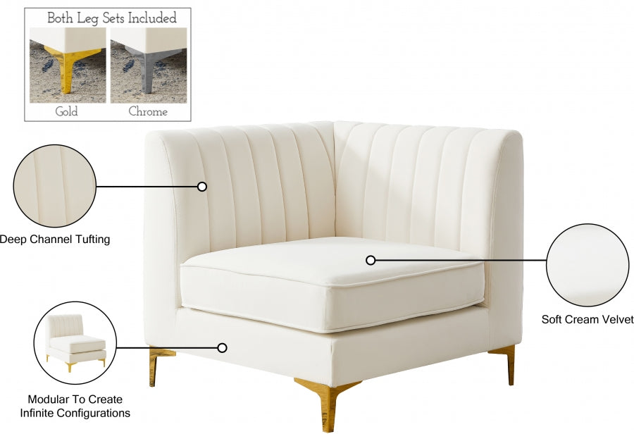 Alina Velvet Upholstered Modular Corner Chair