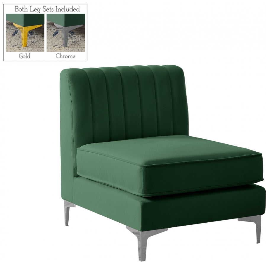 Alina Velvet Upholstered Modular Armless Chair