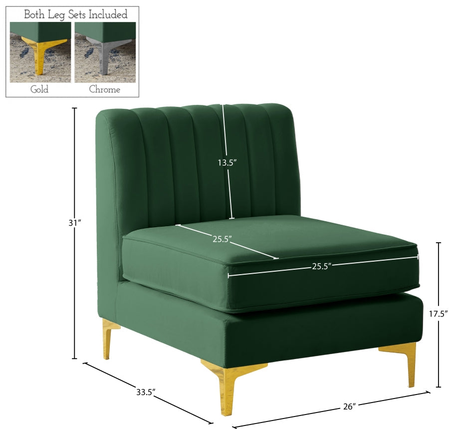 Alina Velvet Upholstered Modular Armless Chair