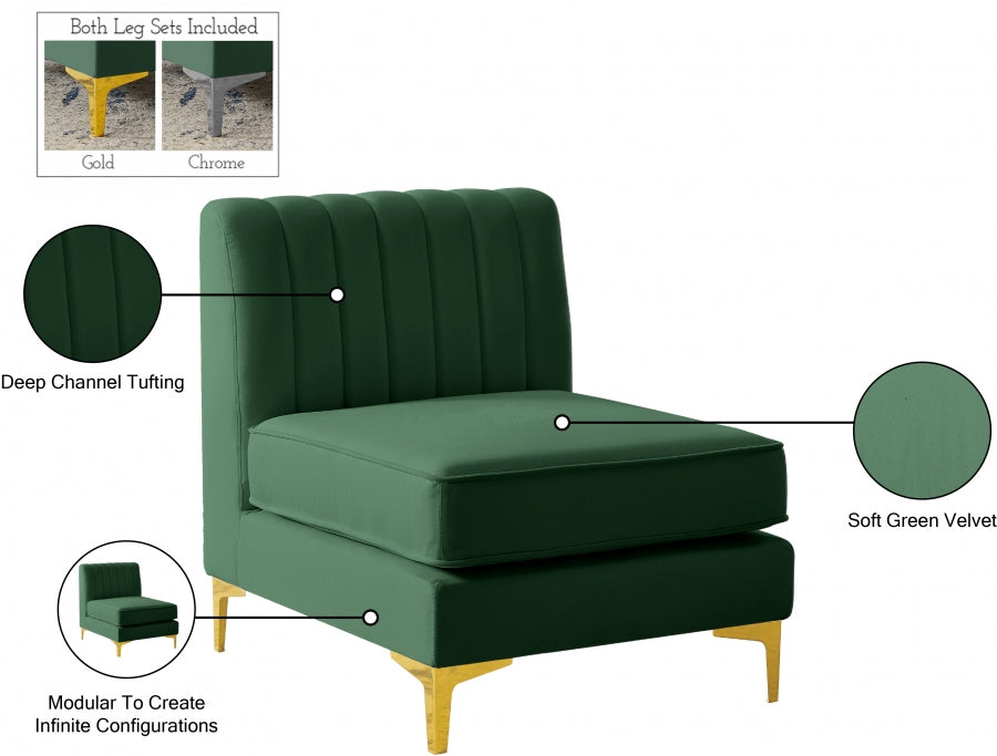 Alina Velvet Upholstered Modular Armless Chair