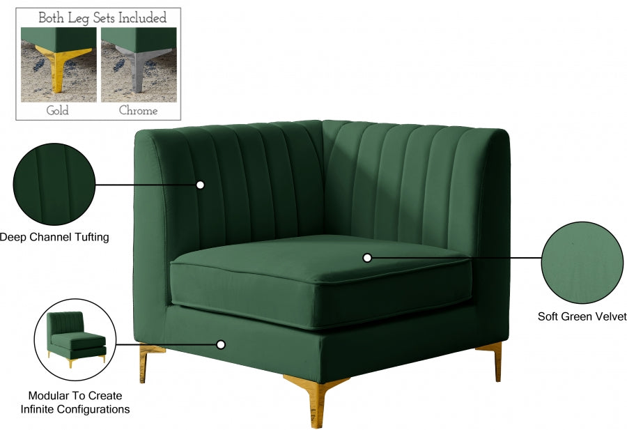 Alina Velvet Upholstered Modular Corner Chair