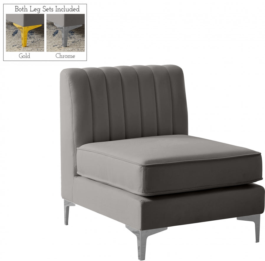 Alina Velvet Upholstered Modular Armless Chair