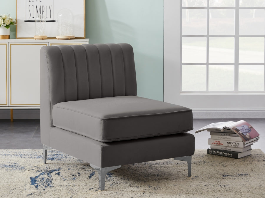 Alina Velvet Upholstered Modular Armless Chair