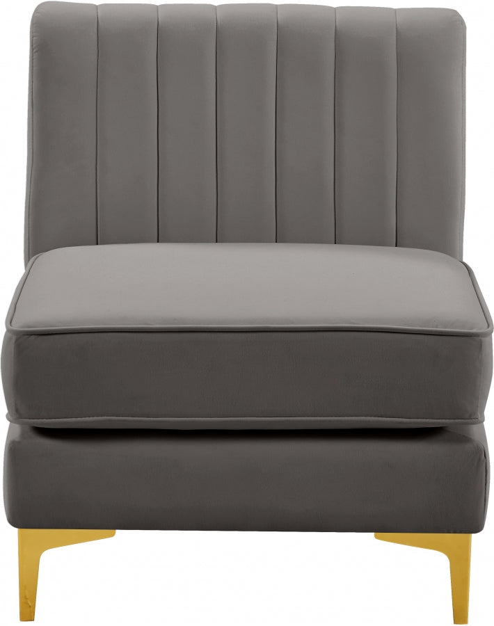 Alina Velvet Upholstered Modular Armless Chair