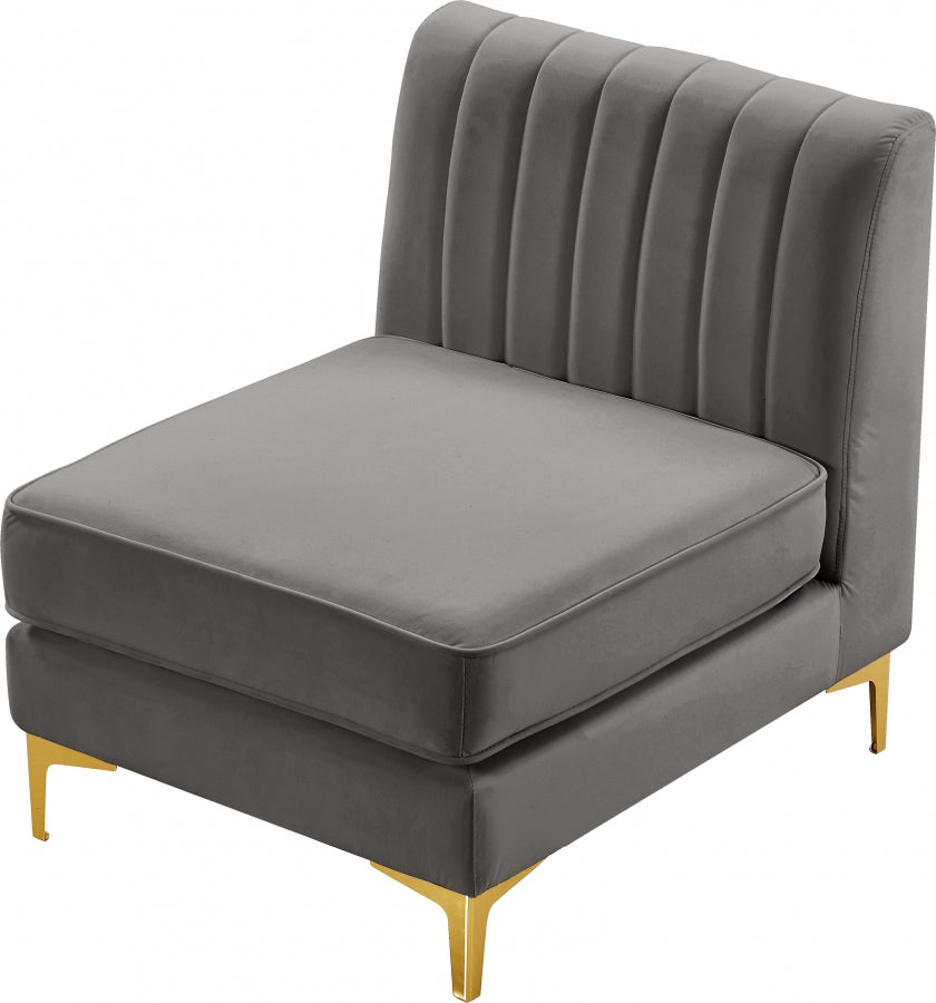 Alina Velvet Upholstered Modular Armless Chair