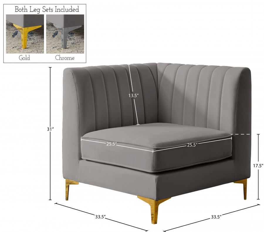 Alina Velvet Upholstered Modular Corner Chair