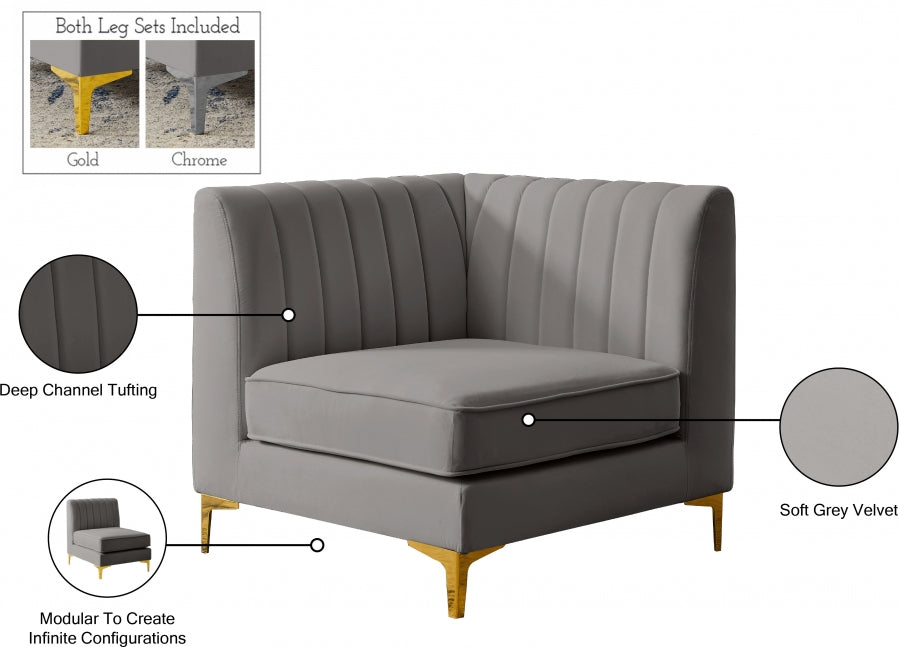 Alina Velvet Upholstered Modular Corner Chair