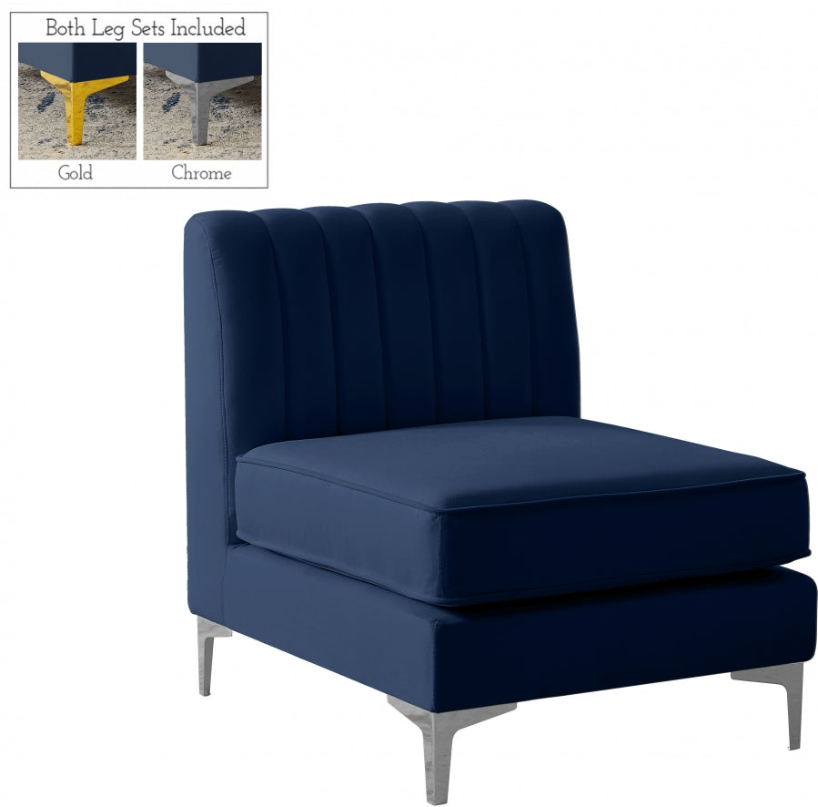 Alina Velvet Upholstered Modular Armless Chair