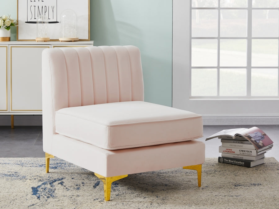 Alina Velvet Upholstered Modular Armless Chair