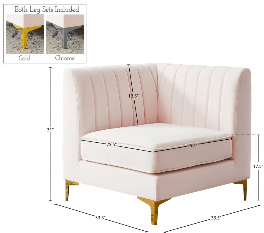 Alina Velvet Upholstered Modular Corner Chair