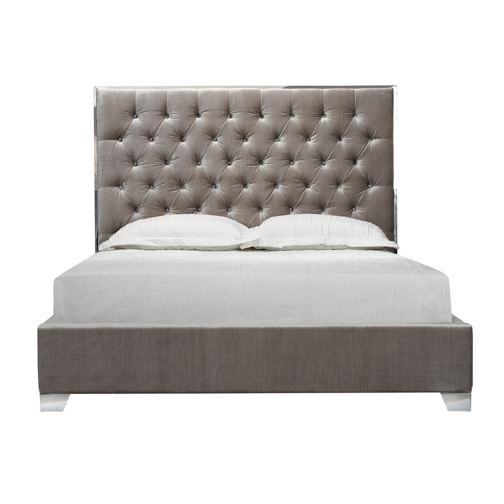 Kroma Bed: Grey Velvet