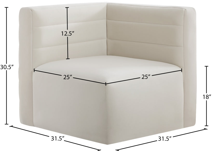 Quincy Velvet Upholstered Comfort Corner Modular Chair