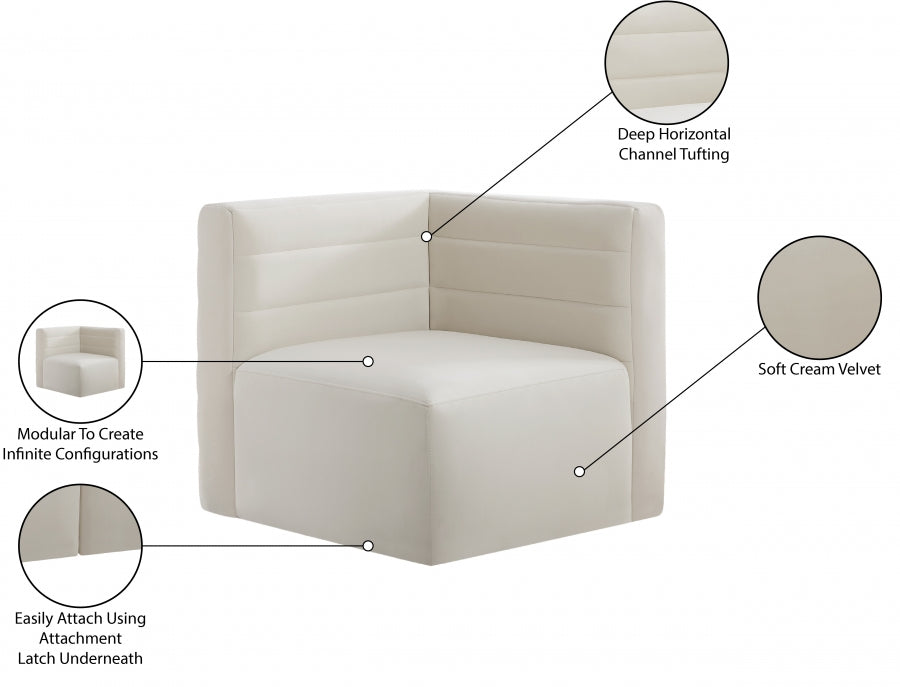 Quincy Velvet Upholstered Comfort Corner Modular Chair