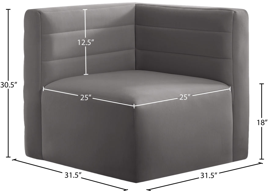 Quincy Velvet Upholstered Comfort Corner Modular Chair