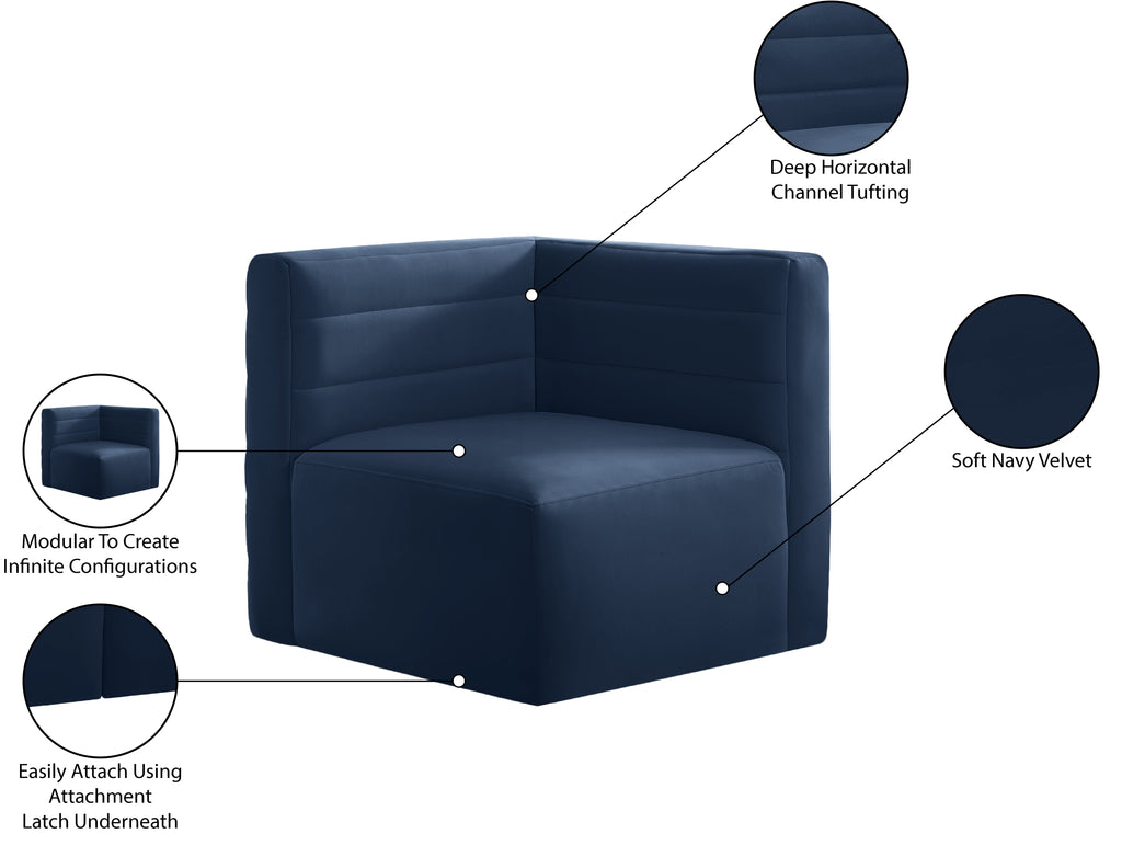 Quincy Velvet Upholstered Comfort Corner Modular Chair