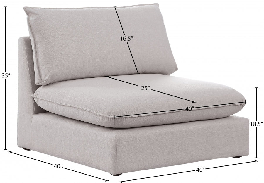 Mackenzie Linen Textured Fabric Upholstered Armless Modular Chair