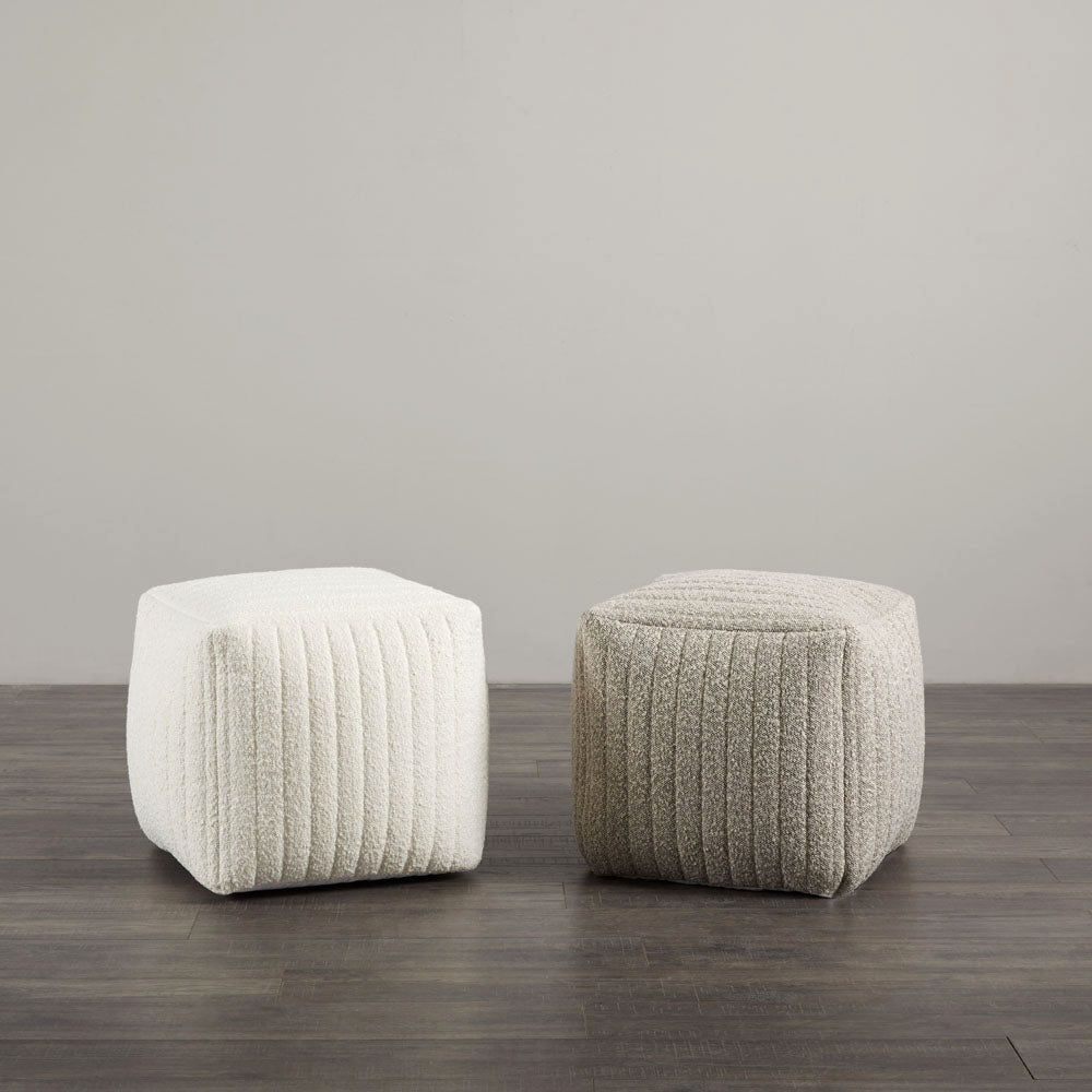 Channel Small Square Ottoman: White