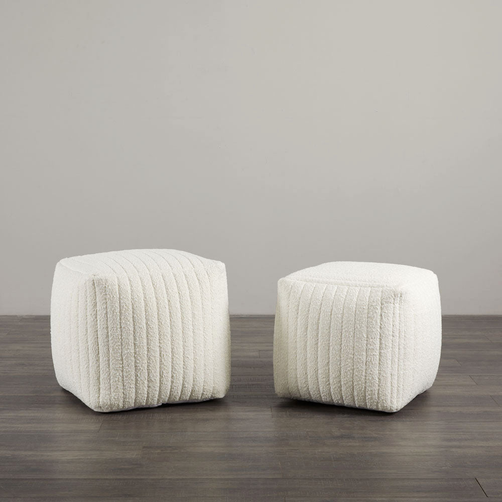 Channel Small Square Ottoman: White