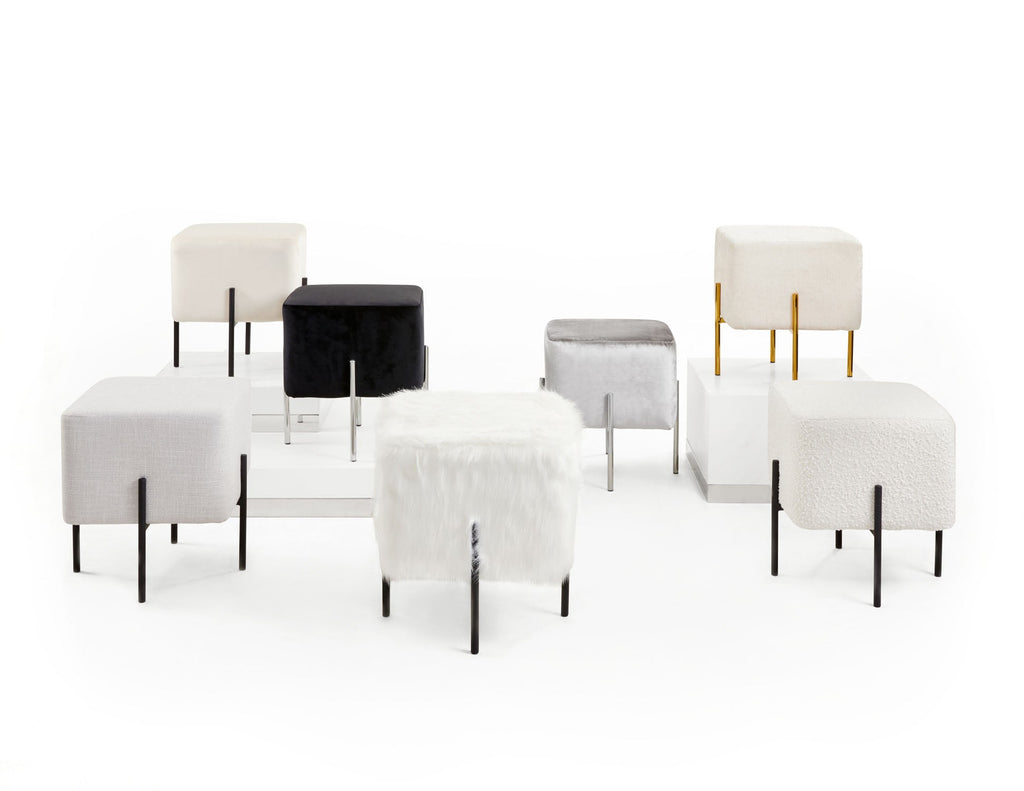 Kube Ottoman: Grey Velvet