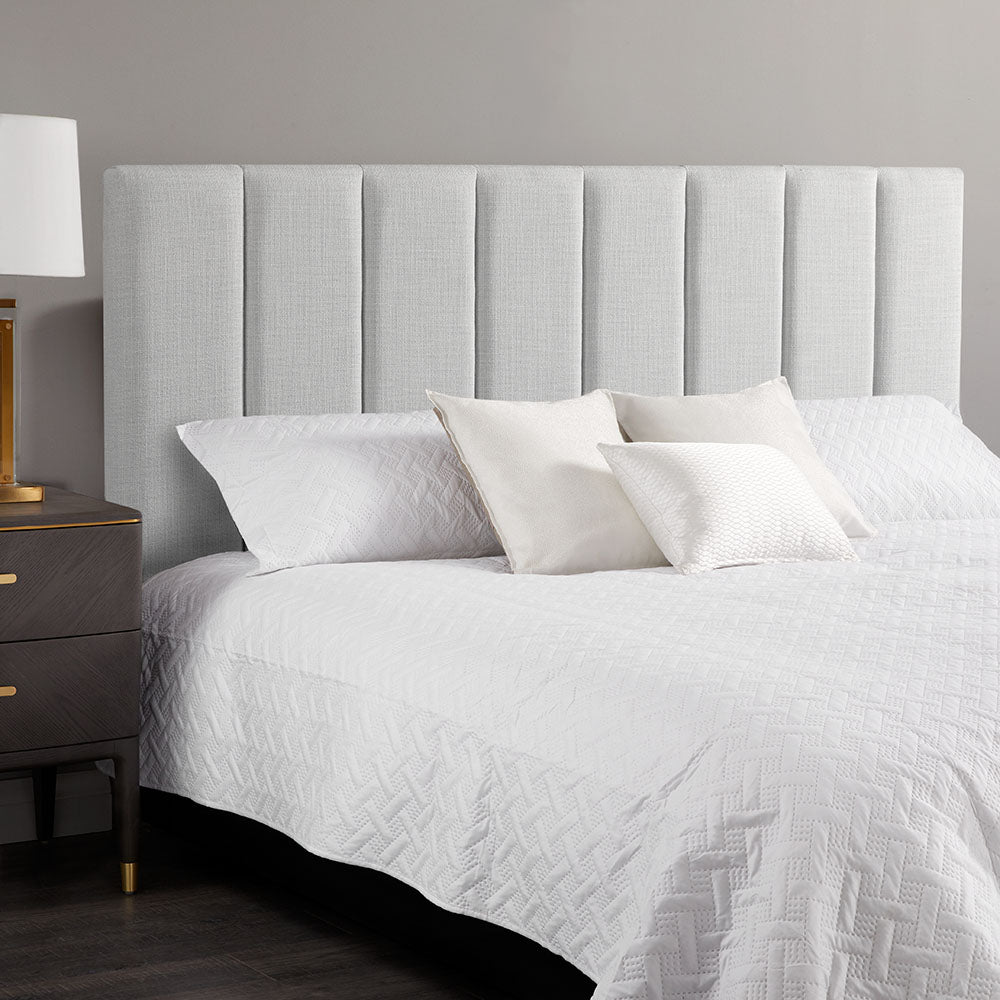 Channel Queen Headboard: Light Grey
