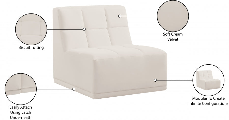 Relax Velvet Upholstered Armless Modular Chair