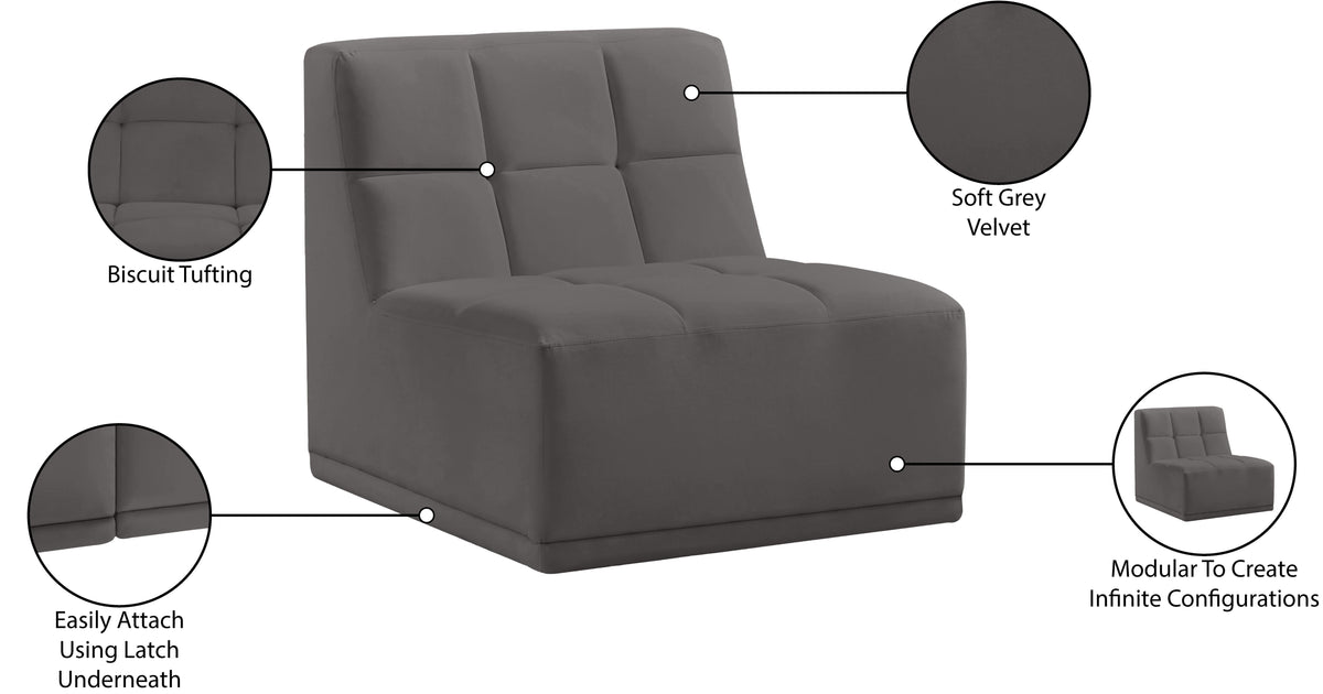 Relax Velvet Upholstered Armless Modular Chair
