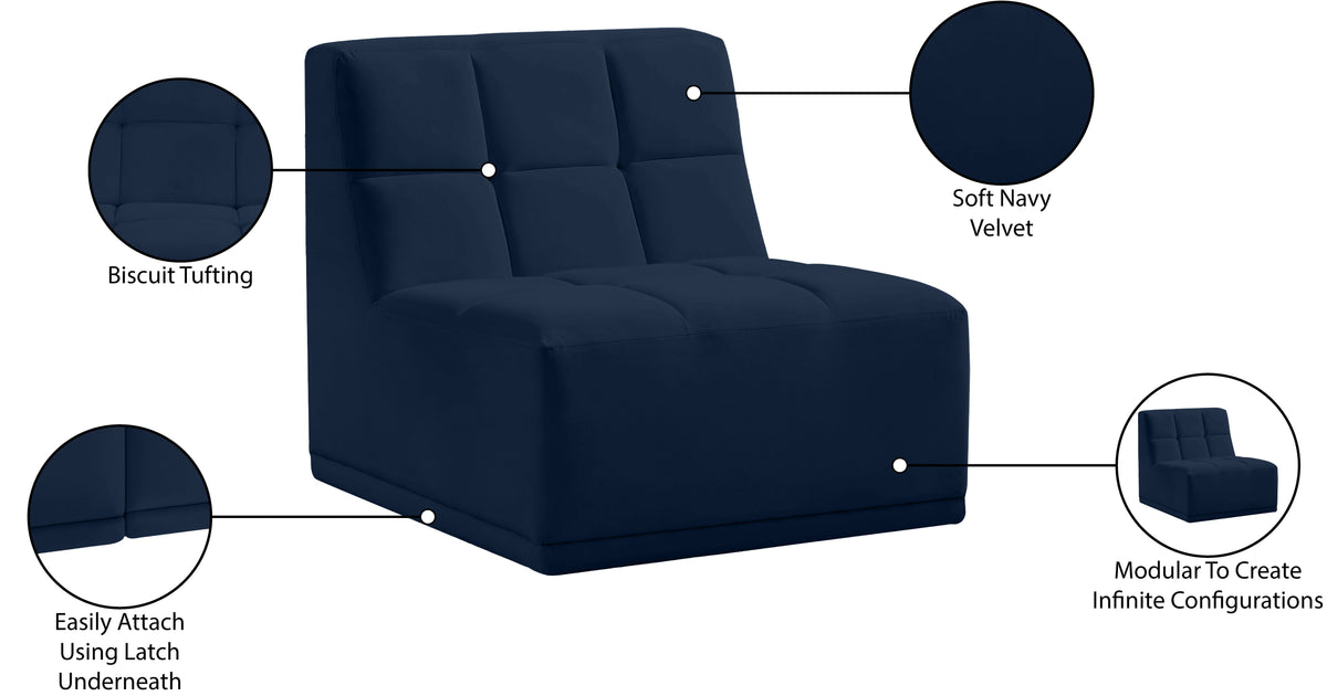 Relax Velvet Upholstered Armless Modular Chair