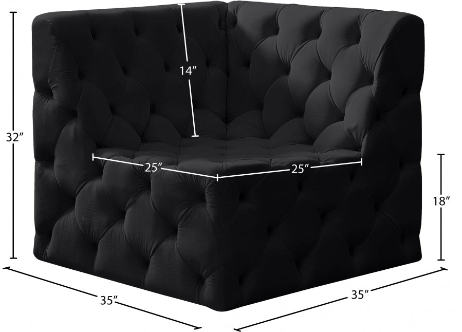 Tuft Velvet Upholstered Corner Modular Chair