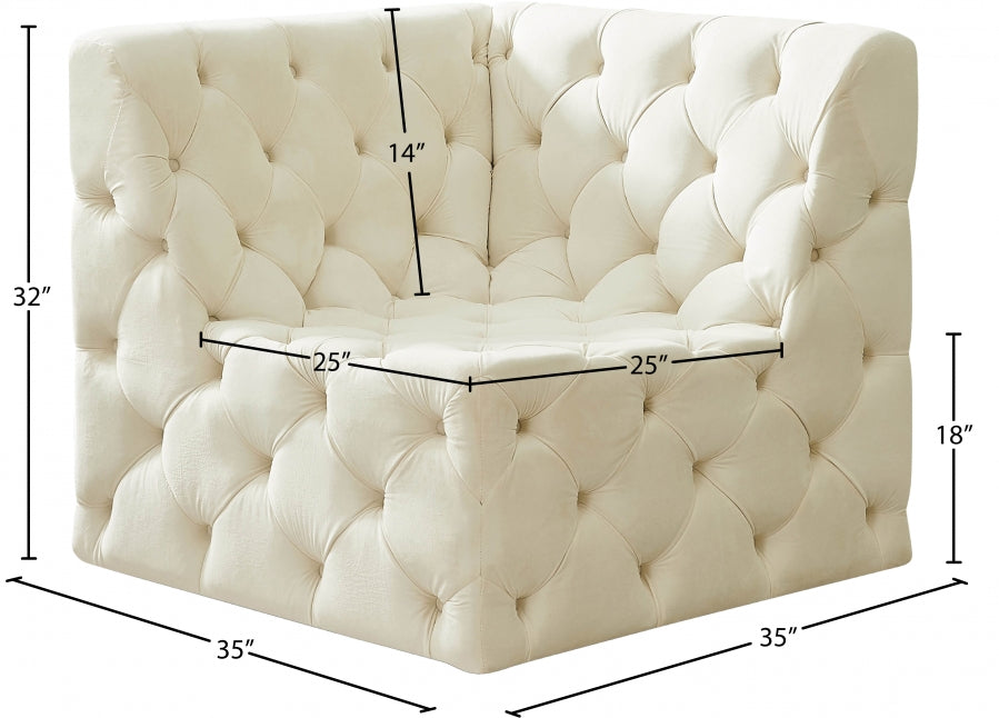 Tuft Velvet Upholstered Corner Modular Chair