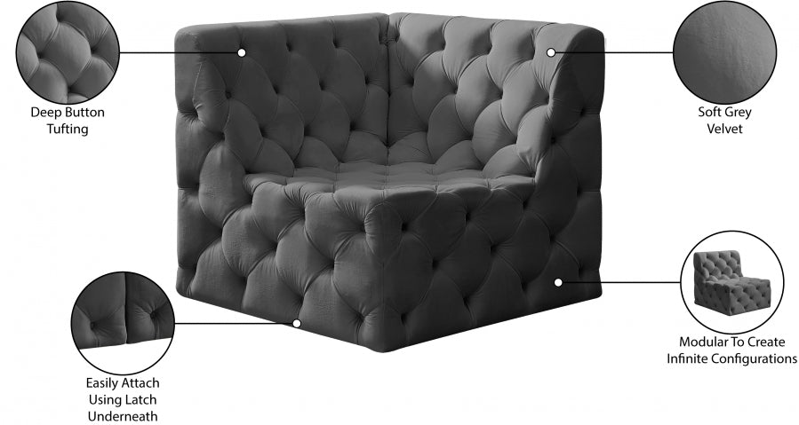 Tuft Velvet Upholstered Corner Modular Chair