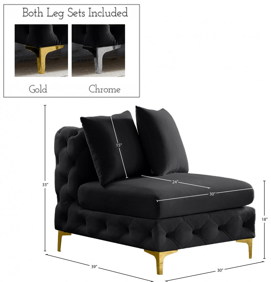 Tremblay Velvet Upholstered Armless Modular Chair
