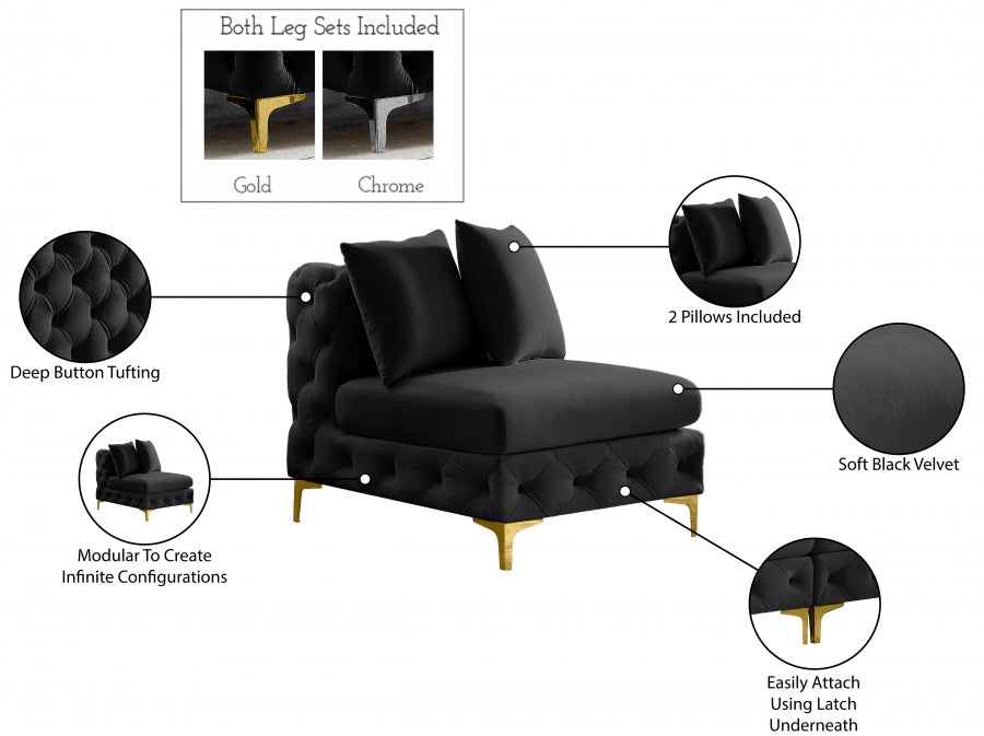 Tremblay Velvet Upholstered Armless Modular Chair