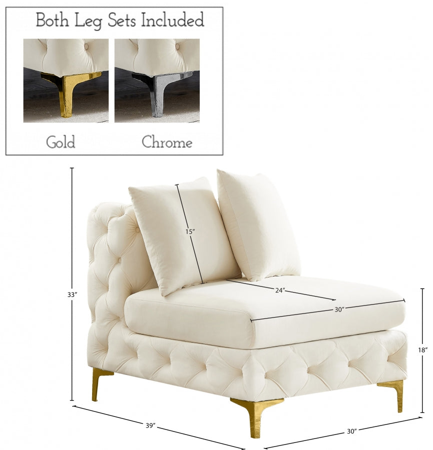 Tremblay Velvet Upholstered Armless Modular Chair