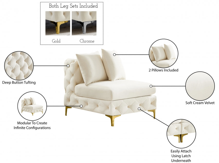 Tremblay Velvet Upholstered Armless Modular Chair