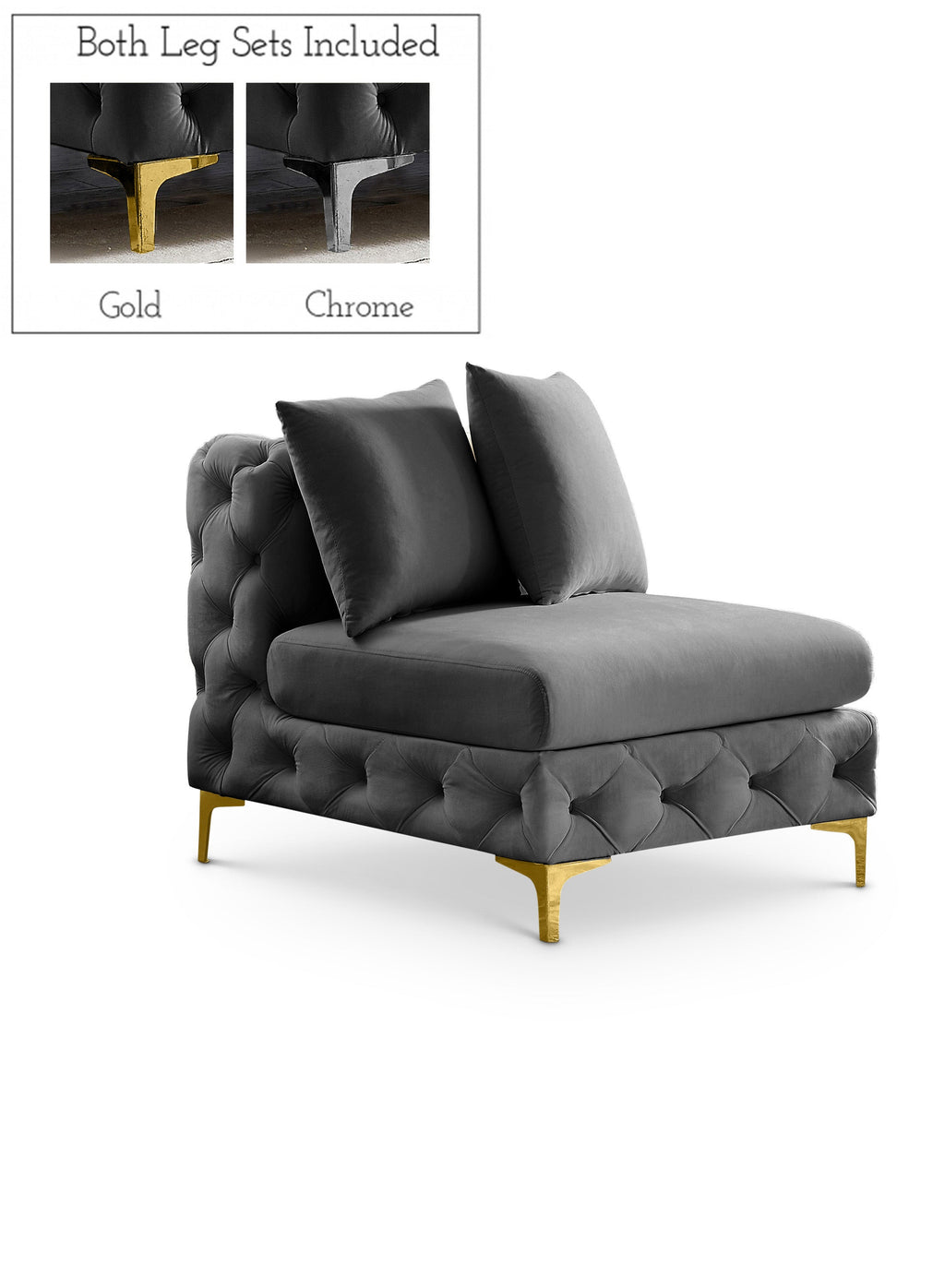 Tremblay Velvet Upholstered Armless Modular Chair