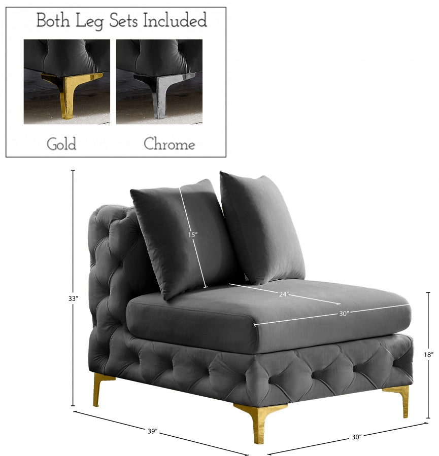 Tremblay Velvet Upholstered Armless Modular Chair