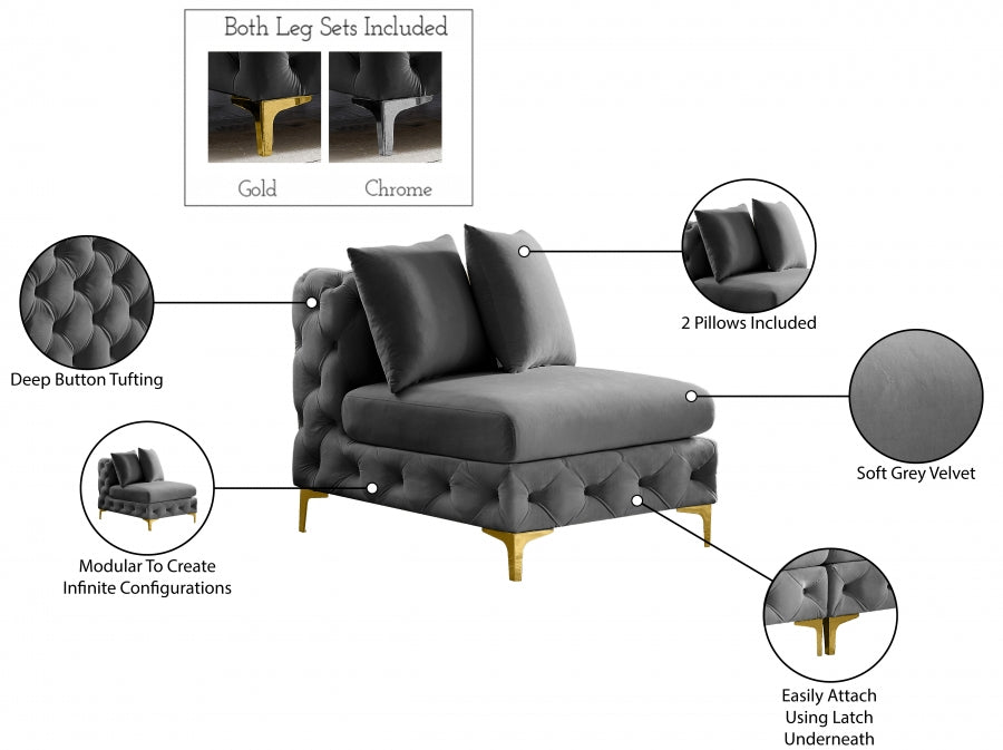 Tremblay Velvet Upholstered Armless Modular Chair