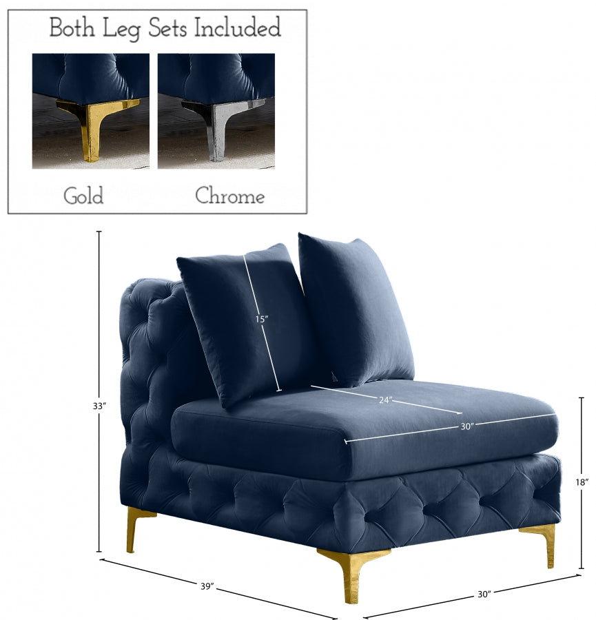 Tremblay Velvet Upholstered Armless Modular Chair